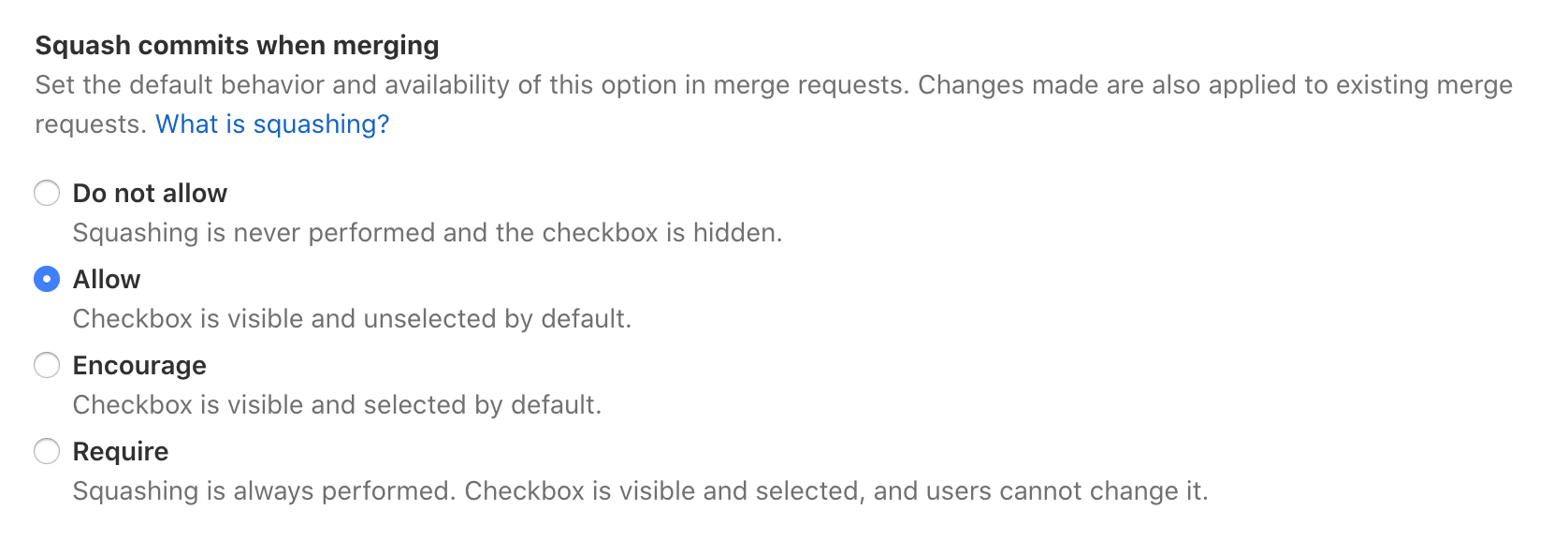 Squash Commits Options