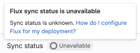 Kubernetes overview - flux sync status unavailable